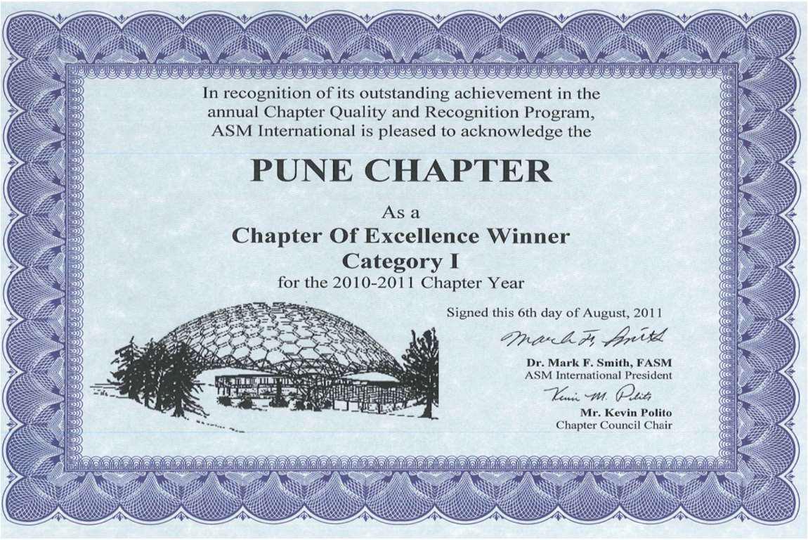 First Chapter of Excellence Award 2010 -11